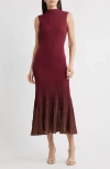 Moon River Ribbed Sweater Dress In Brown