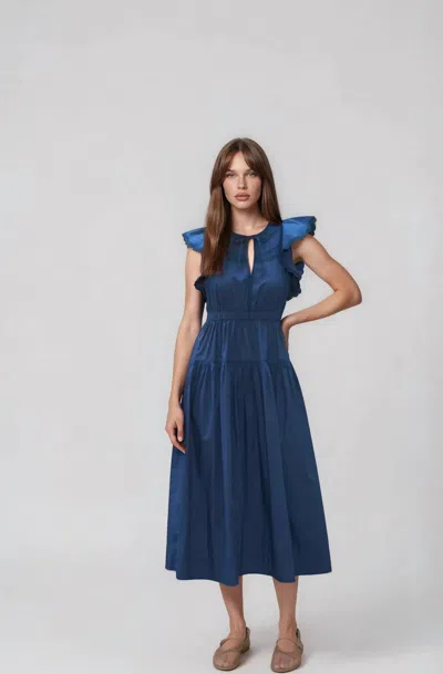 Moon River Rory Midi Dress In Navy In Transparent