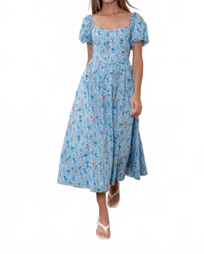 Moon River Rosie Midi Dress In Blue Multi