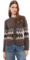 Moon River Rounded Hem Cardigan Brown Multi In Brown
