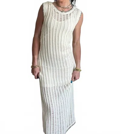 Moon River Savannah Crochet Knit Midi Dress In Cream Black In White