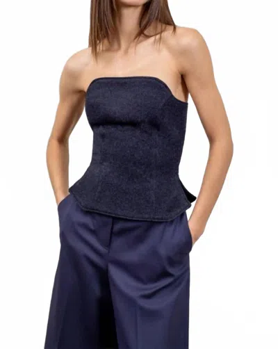 Moon River Serena Knit Strapless Top In Navy In Blue