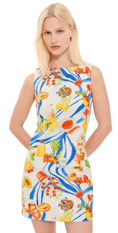 Moon River Shift Mini Dress White Multi