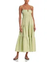 Moon River Shirred Cotton Midi Dress In Pistachio
