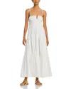 Moon River Womens Shirred Side Ties Midi Dress In White