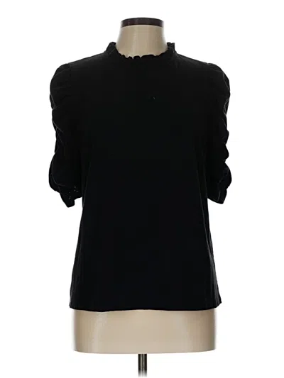 Pre-owned Moon River Short Sleeve Blouse In Black