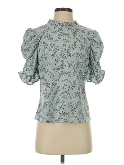 Pre-owned Moon River Short Sleeve Blouse In Blue