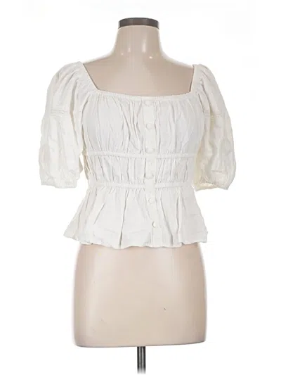 Moon River Short Sleeve Blouse In Ivory
