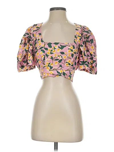 Moon River Short Sleeve Blouse In Multi
