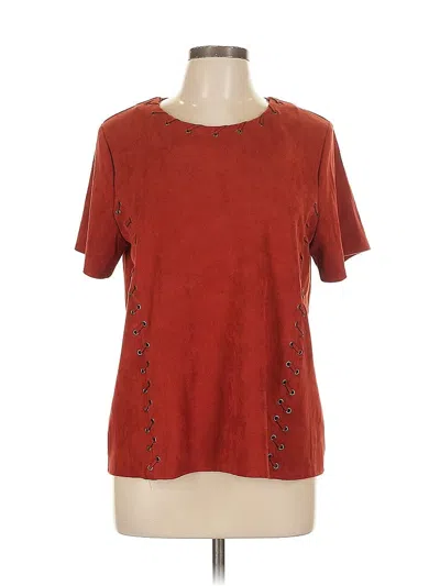 Pre-owned Moon River Short Sleeve Top Red Keyhole Neckline Tops