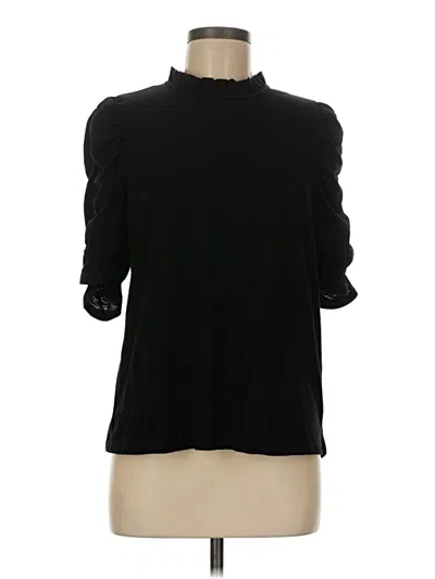 Pre-owned Moon River Short Sleeve Turtleneck In Black