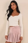 Moon River Simply Adoring Pink Tweed Pleated High-waisted Mini Skort In Pink