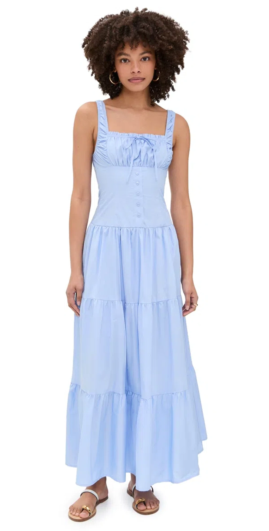 Moon River Sleeveless Corset Top Maxi Dress Light Blue | ModeSens