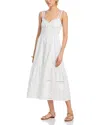Moon River Sleeveless Eyelet Detail Midi Dress