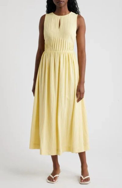 Moon River Sleeveless Keyhole Midi Dress In Yellow