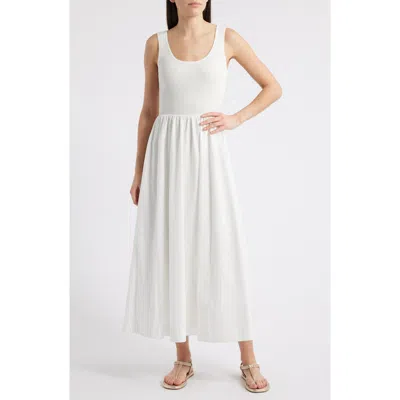 Moon River Sleeveless Mixed Media Maxi Dress In Blue