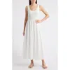 Moon River Sleeveless Mixed Media Maxi Dress In Ivory