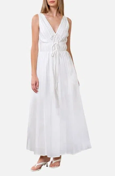 Moon River Sleeveless Pleated Sundress In White
