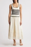Moon River Sleeveless Stripe Maxi Sundress In Cream