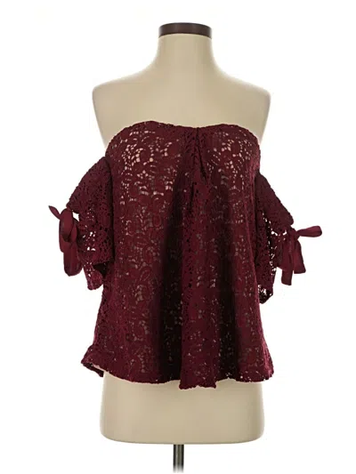 Pre-owned Moon River Sleeveless Top Burgundy Strapless Neckline Tops