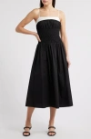 Moon River Walk Away Contrast Neckline Midi Dress In Black In Black