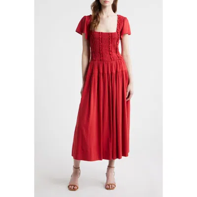 Moon River Smocked Maxi Dress In Red