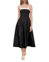 Moon River Walk Away Contrast Neckline Midi Dress In Black In Black