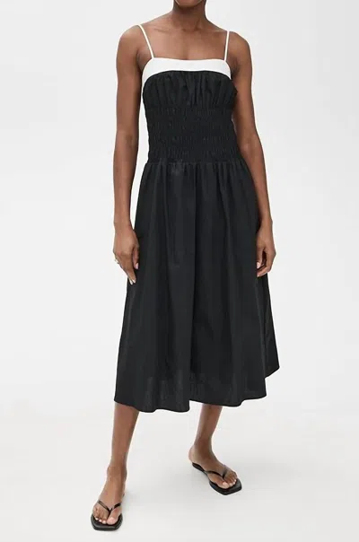 Moon River Smocked Midi Dress In Black