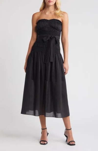 knee length dresses for ladies Nora Strapless Smocked Midi Dress – South Moon Under main image 0