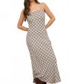 Moon River Spaghetti Strap Midi Dress In Plaid In Gray