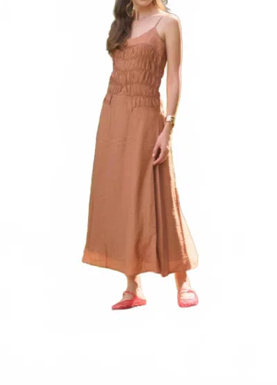 Moon River Spaghetti Strap Midi Dress In Terracotta In Brown