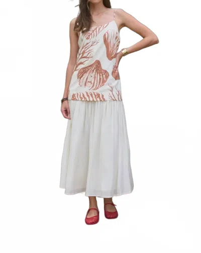 Moon River Spaghetti Strap Seashell Midi Dress In Cream Multi In Neutral