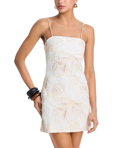 Moon River Spaghetti Strap Tie Mini Dress In White