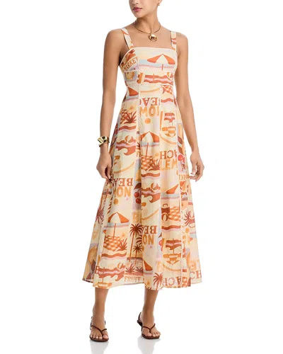 Moon River Square Neck Midi Dress In Multi