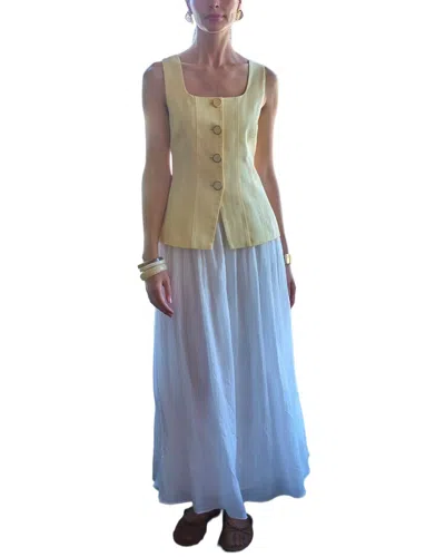 Moon River Square Neck Open Front Vest Twofer Dress In Neutral