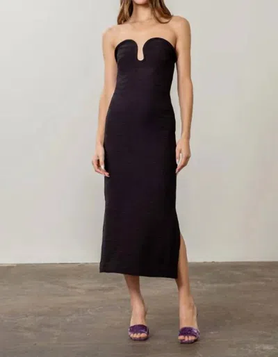 Moon River Strapless Sculped Midi Dress In Black