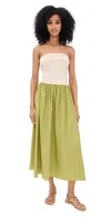 Moon River Strapless Two Tones Midi Dress Sage In Sage