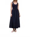 Moon River Sweater Knit Tank Top Mixed Media Midi Dress In Navy In Black