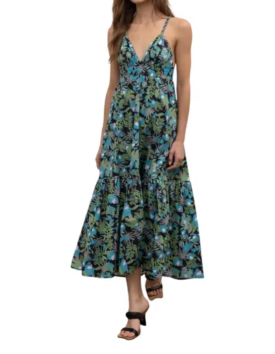 Moon River Sweetheart Floral Midi Dress In Botanical In Multi