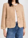 Moon River Teddy Beige Button Up Jacket In Neutral