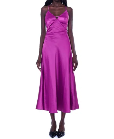 Moon River Tie Back Midi Dress In Eggplant In Purple