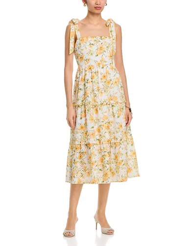 Moon River Tie Strap Midi Dress In Multi