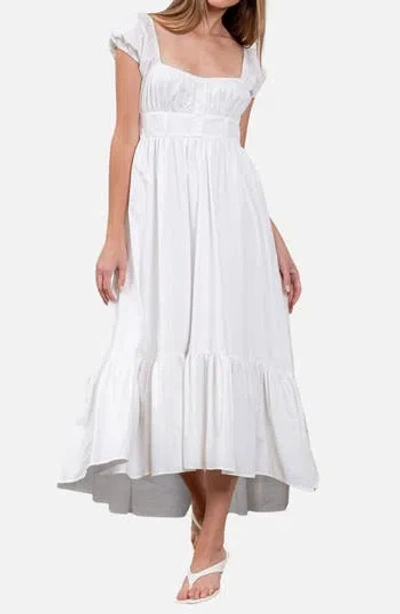 Moon River Tiered Midi Sundress In White