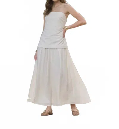Moon River Tube Top Longline Midi Dress In Cream In White