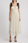 Moon River Tulle Corset Bodice Midi Dress In White