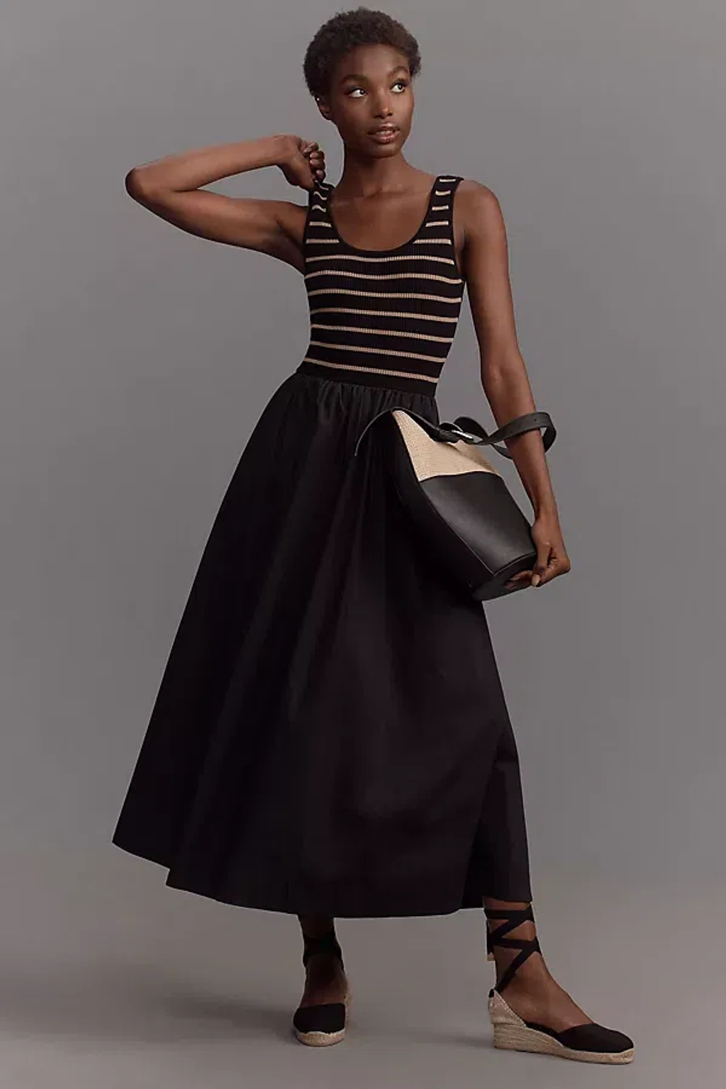 moon river twofer midi dress Knit Twofer Sleeveless Midi Dress