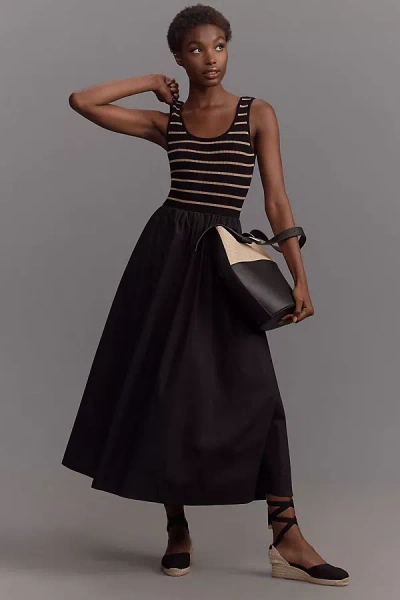 Moon River Twofer Midi Dress In Black