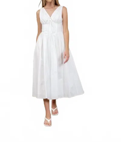 Moon River V-neck Corset Midi Dress In White