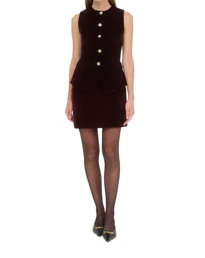Moon River Velvet Mini Skirt In Plum In Burgundy