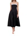 Moon River Walk Away Contrast Neckline Midi Dress In Black In Black